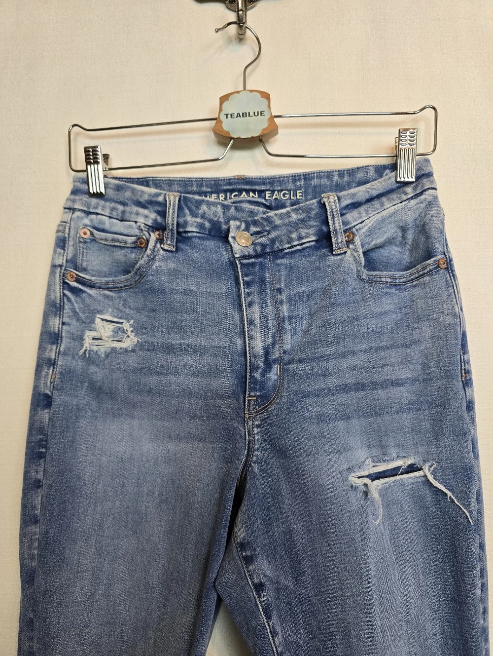 AE Next Level Curvy Ripped Super High-Waisted Flare Jean - Glowing Light 8 Short
